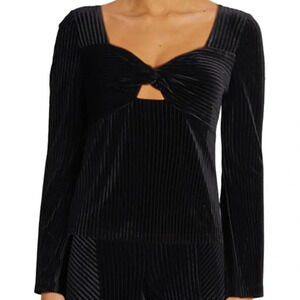 Wildfox Women's Black Velvet Knot Detail Blouse Size S Long Bell Sleeve NWOT